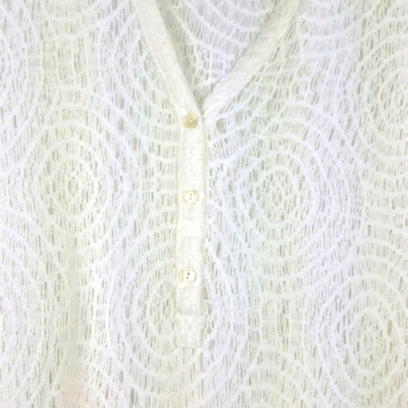 Lucky Brand Eyelet White Knit Top Sz L - Picture 3 of 4
